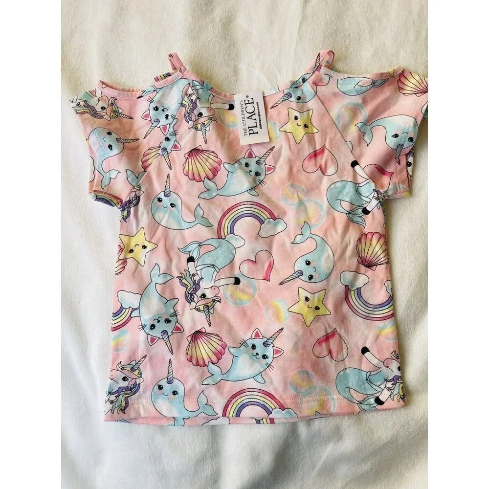 The Children's Place Short Sleeve Print Cold Shoulder Top Size XS